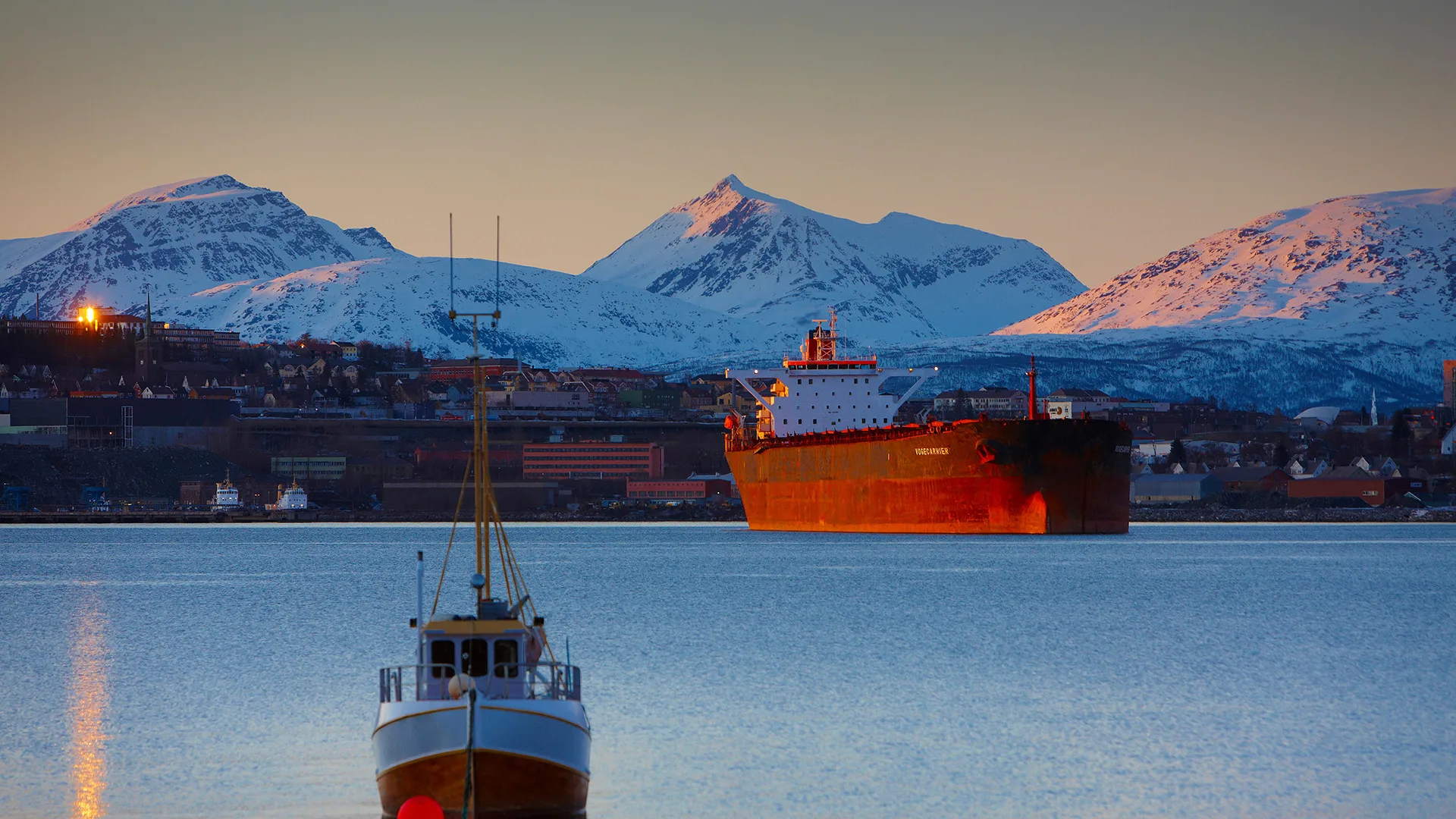 Ship lying at anchor outside Narvik