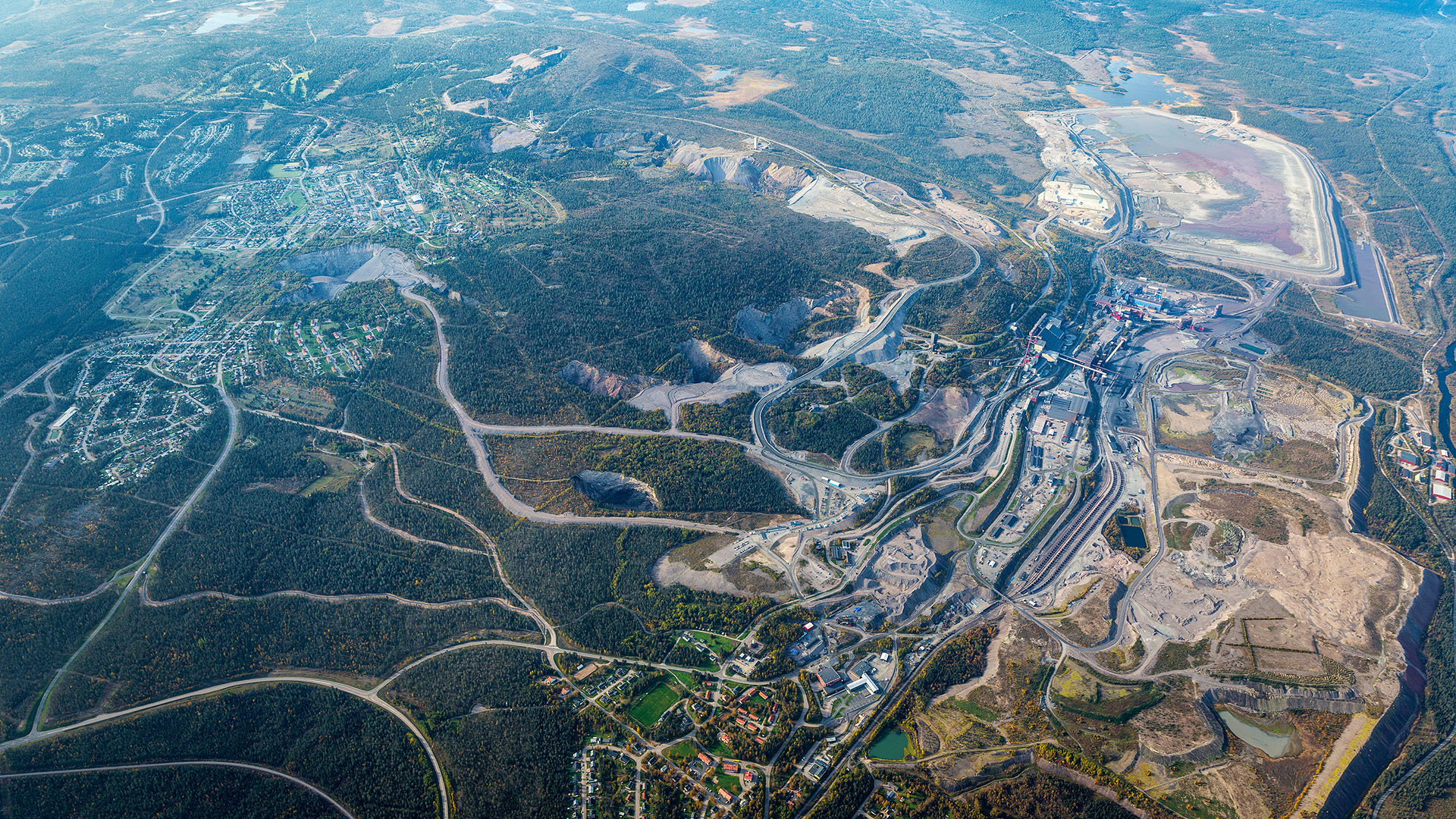 Aerial view of mining area