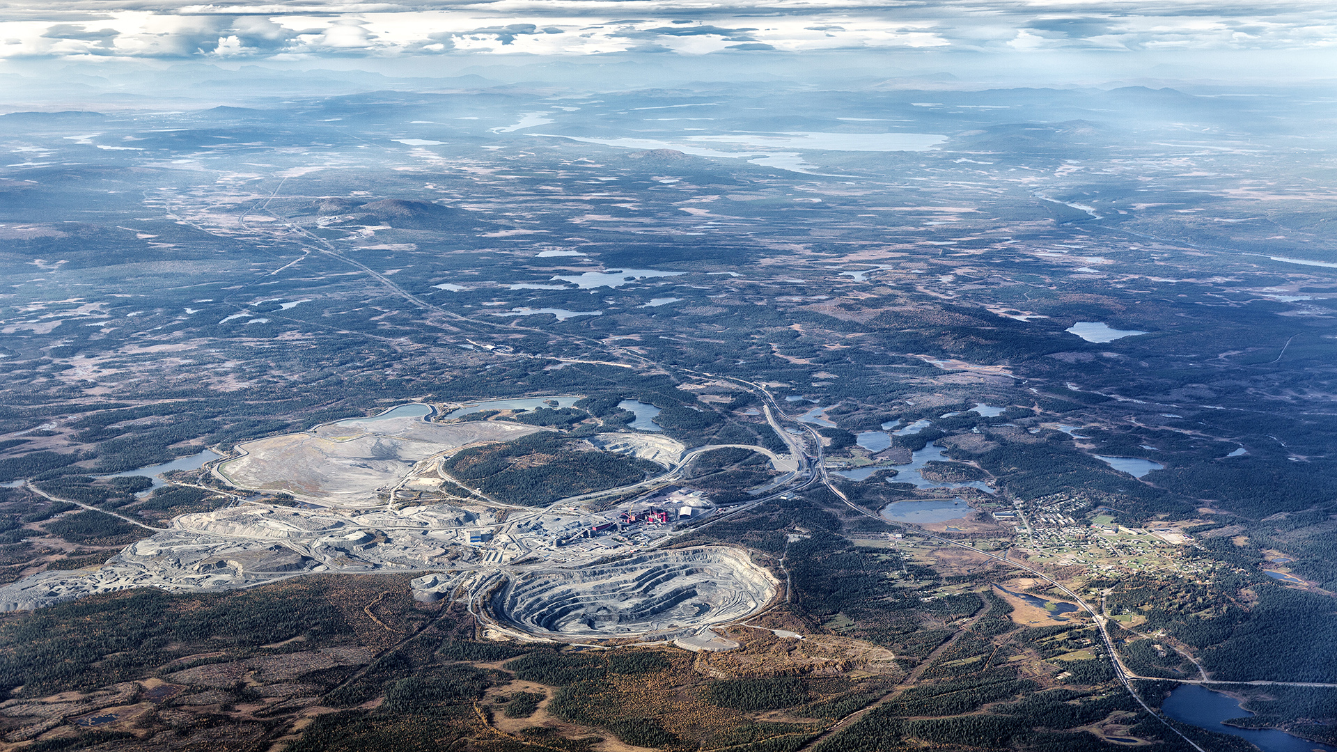 Flygbild över gruvområde