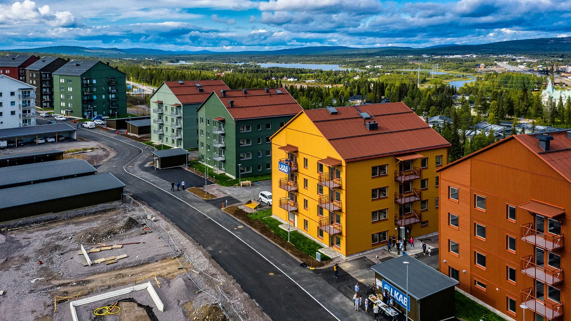 Vybild över färgglada byggnader