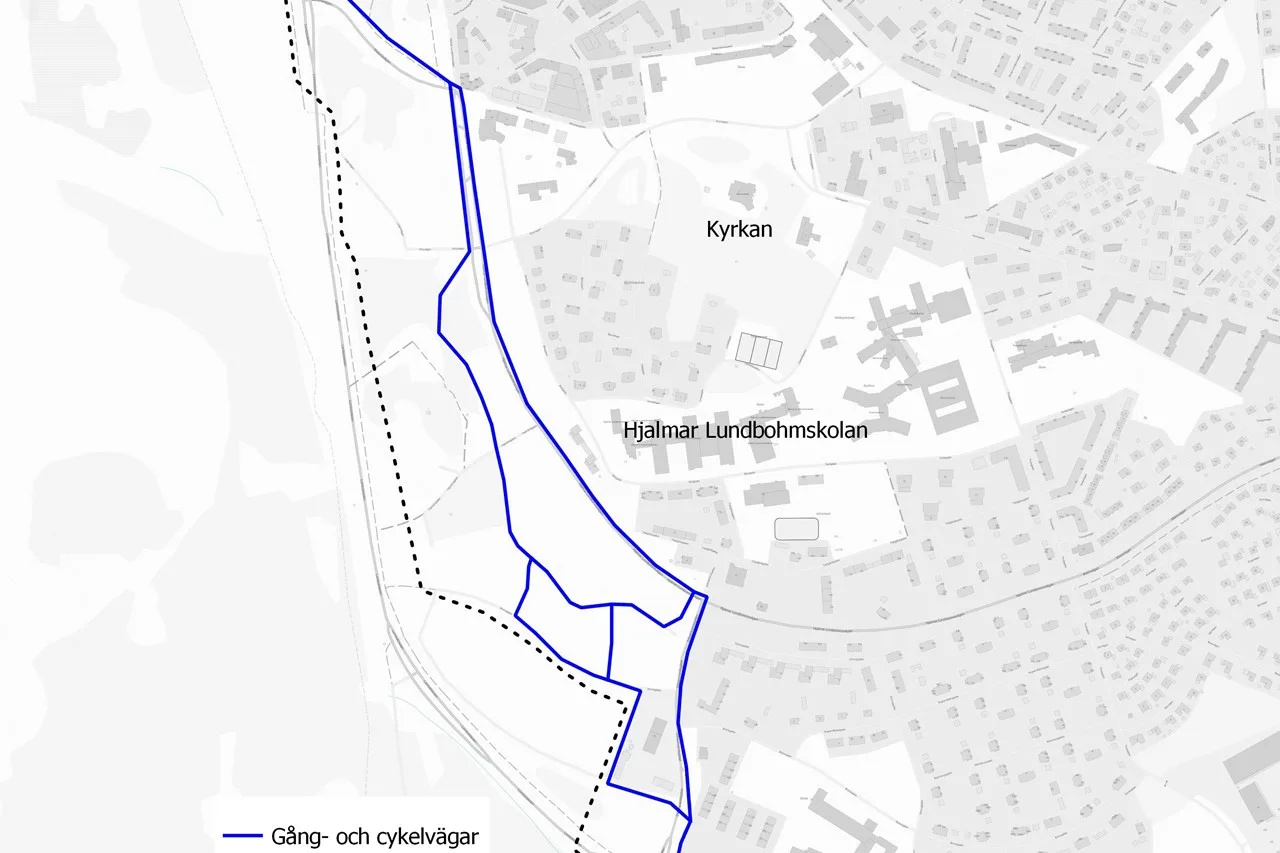 Karta över gång- och cykelvägar i Kiruna