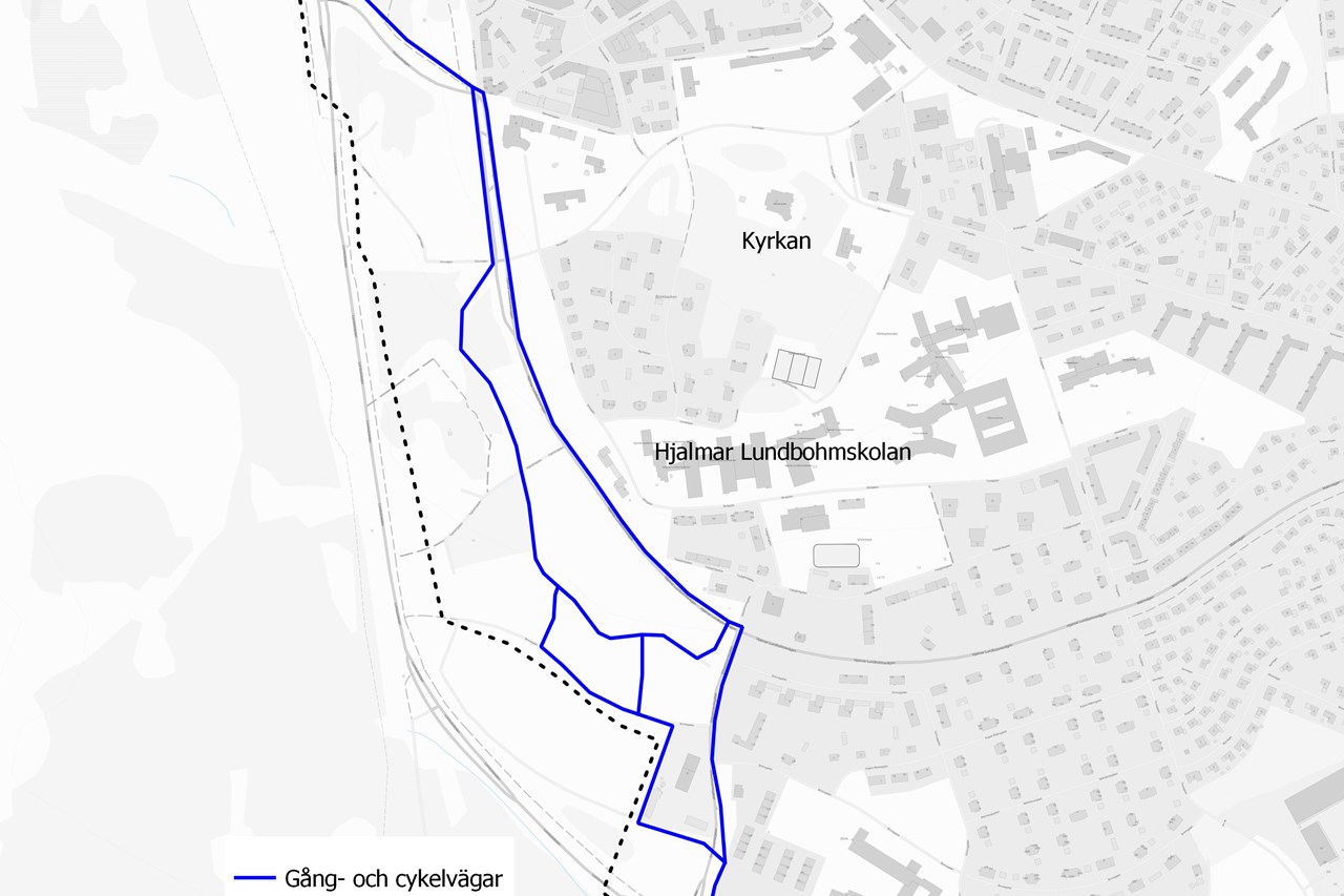 Karta över gång- och cykelvägar i Kiruna