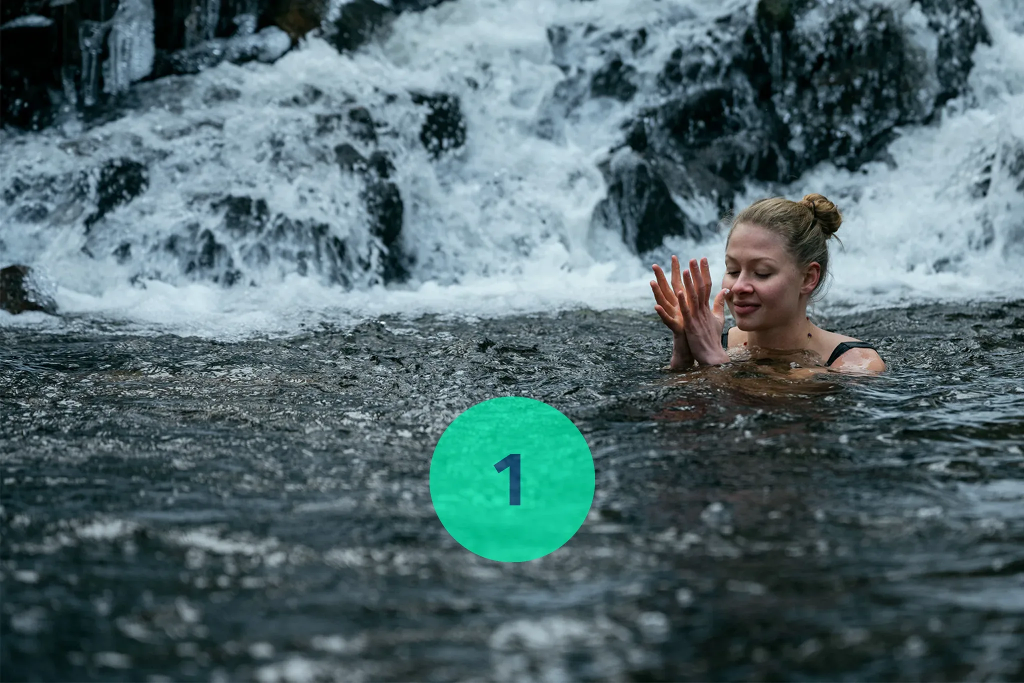 Woman winter bathing. 