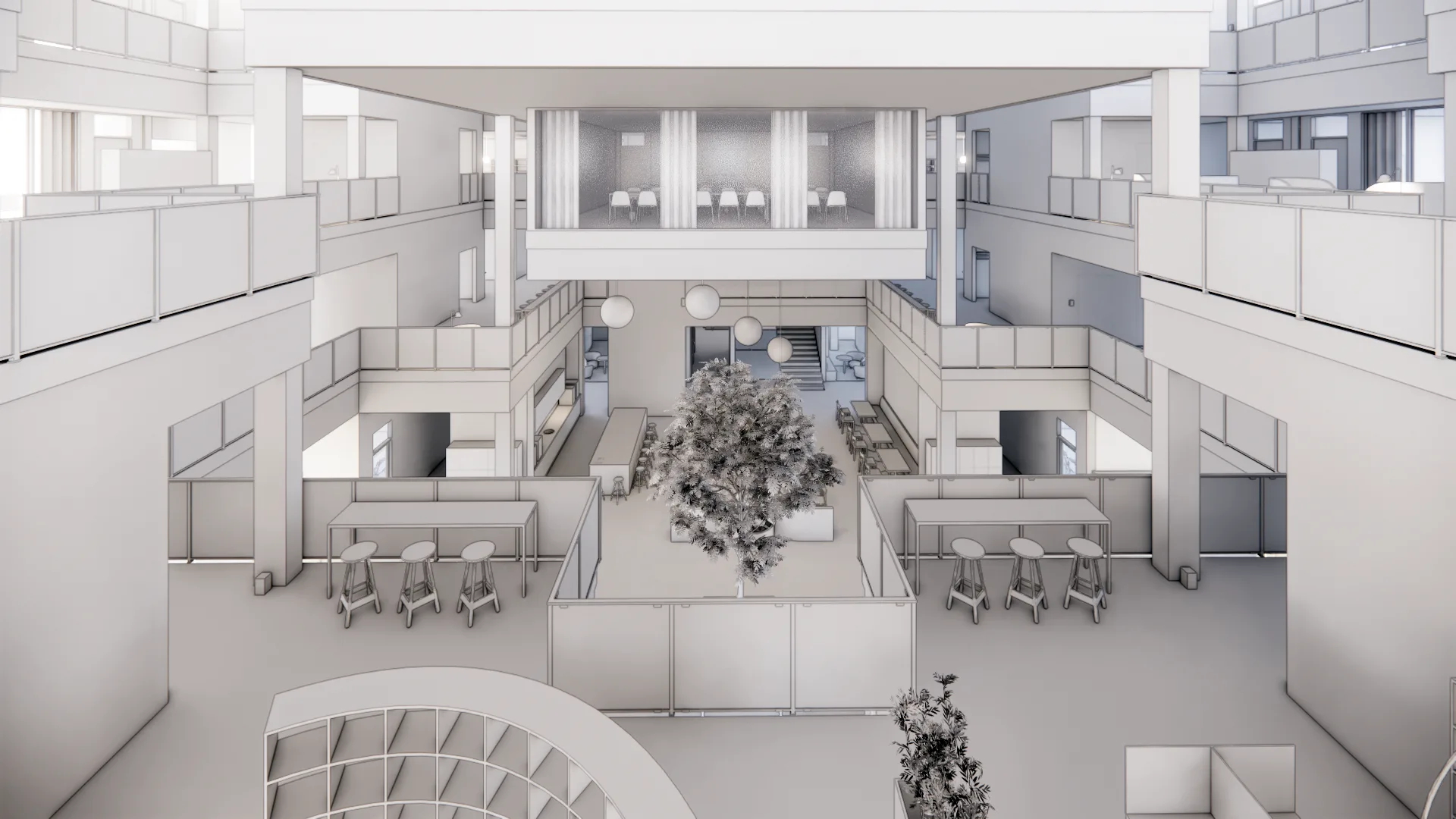 Skiss av interiör i lokalen