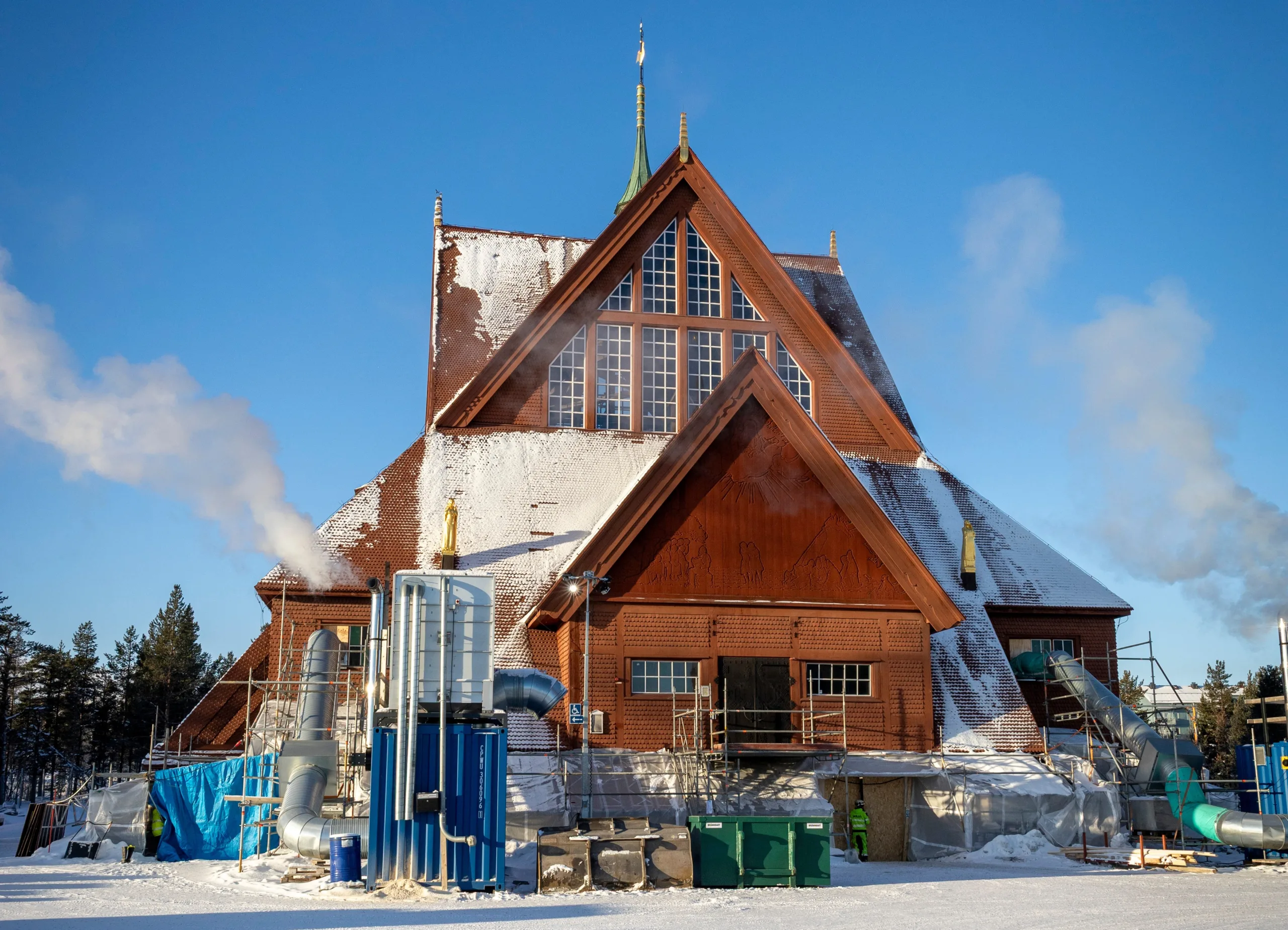 Kiruna kyrka på sin nya plats.