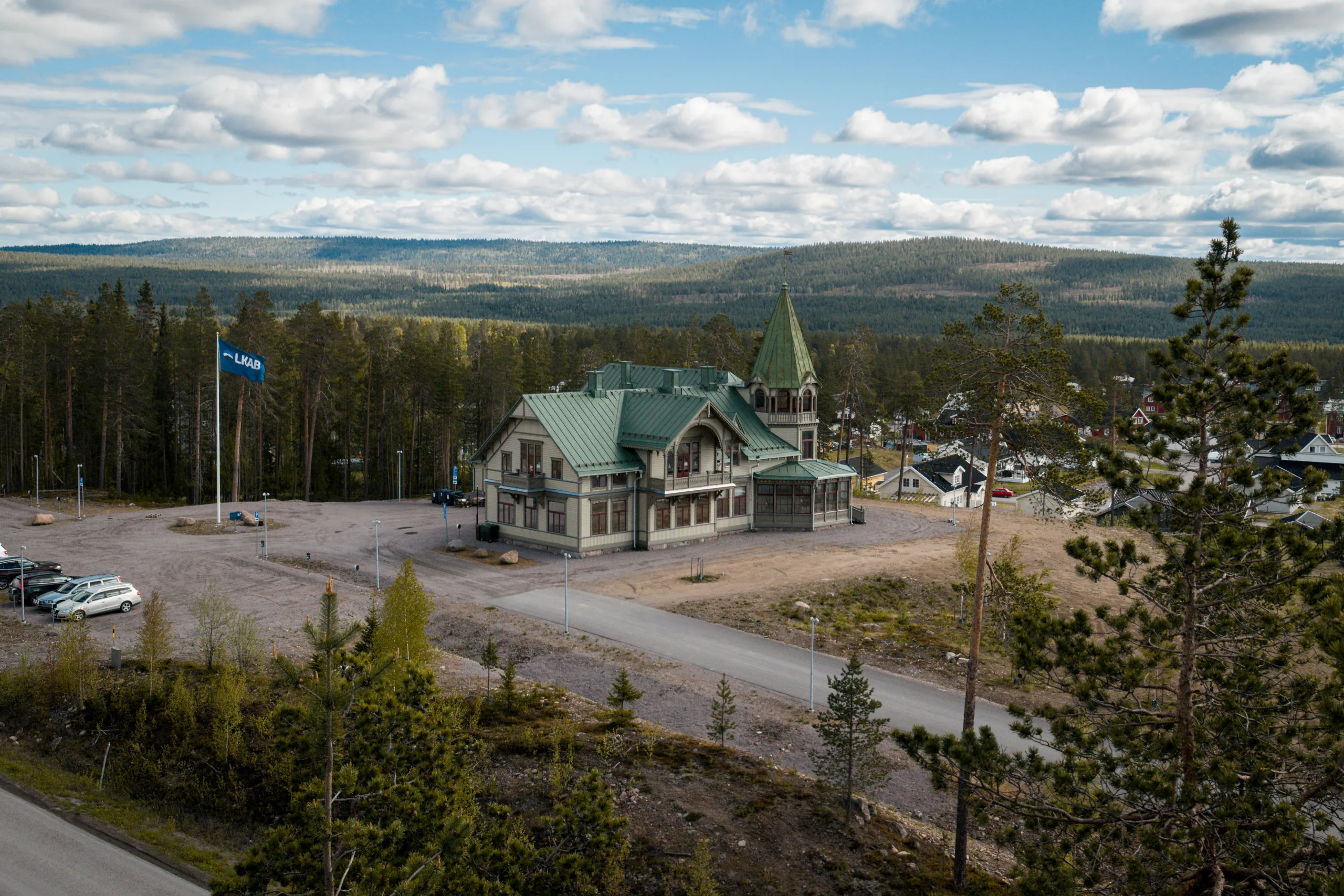 Drönarbild av Disponentvillan