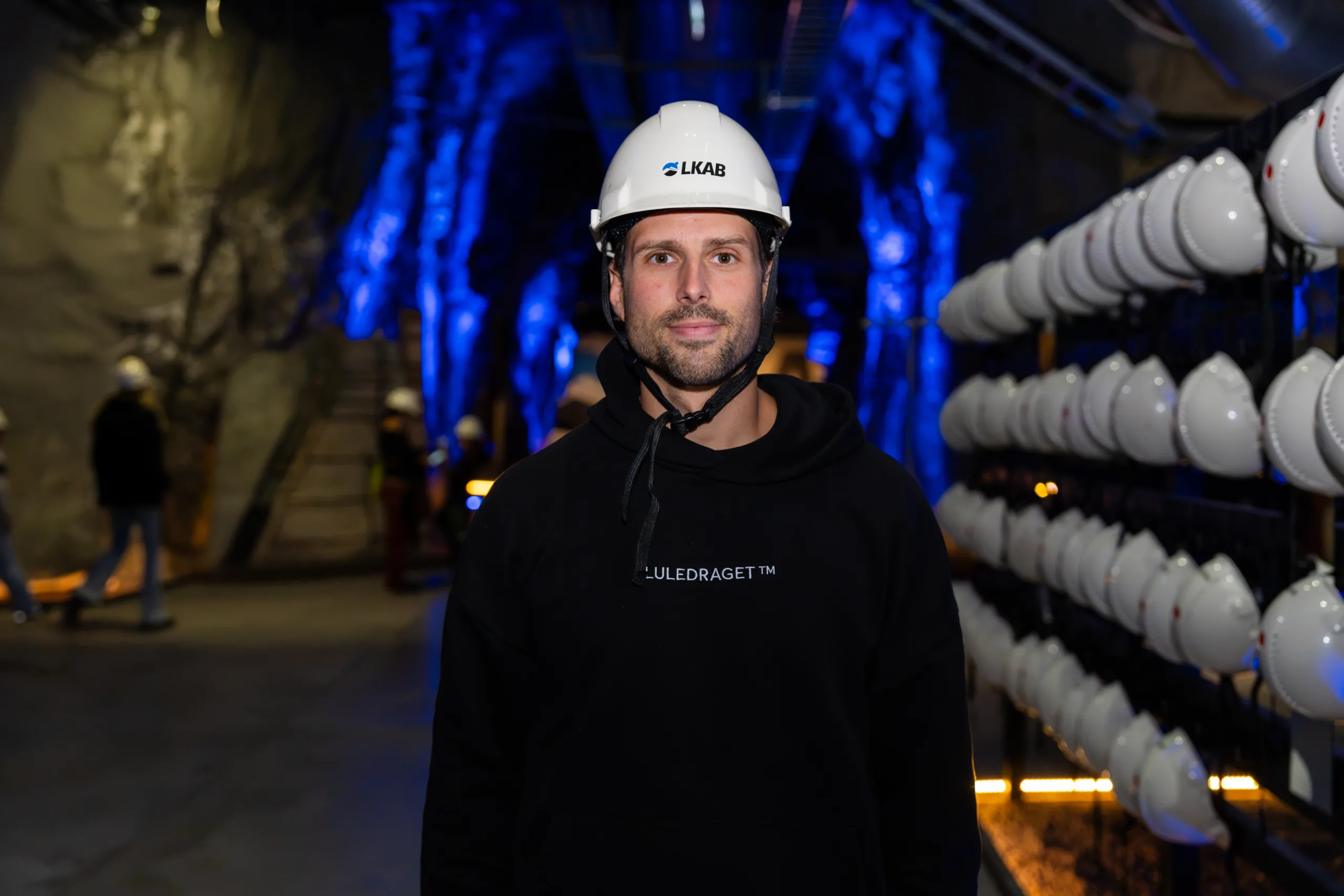 Mathias Bromé från Luleå Hockey i LKAB:s gruva i Kiruna